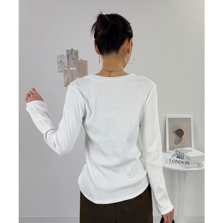 袖口ボタンリブロングTシャツ | atONE | 詳細画像13 