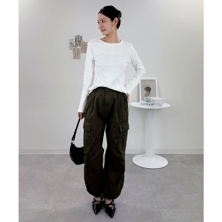 袖口ボタンリブロングTシャツ | atONE | 詳細画像14 