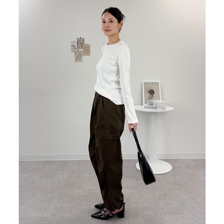 袖口ボタンリブロングTシャツ | atONE | 詳細画像15 