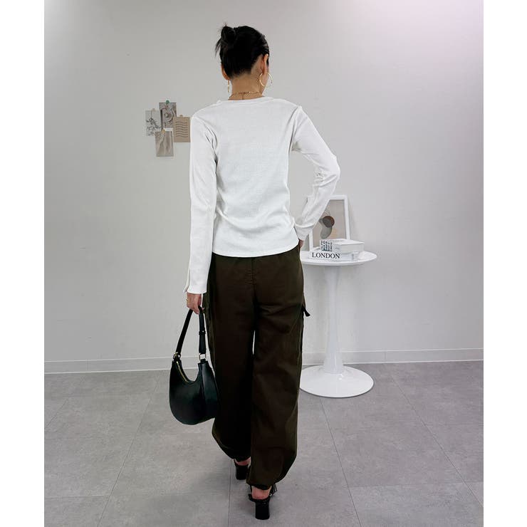 袖口ボタンリブロングTシャツ | atONE | 詳細画像16 