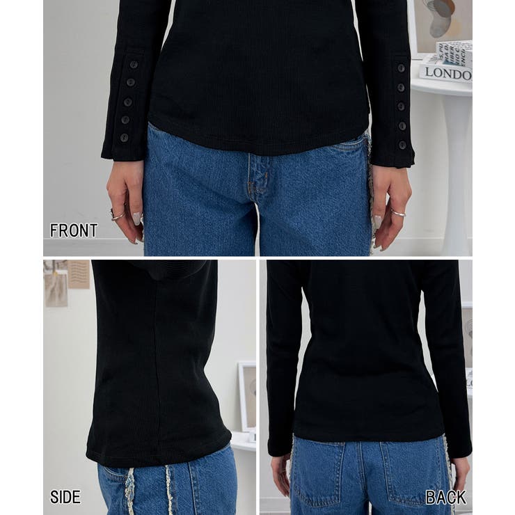 袖口ボタンリブロングTシャツ | atONE | 詳細画像21 