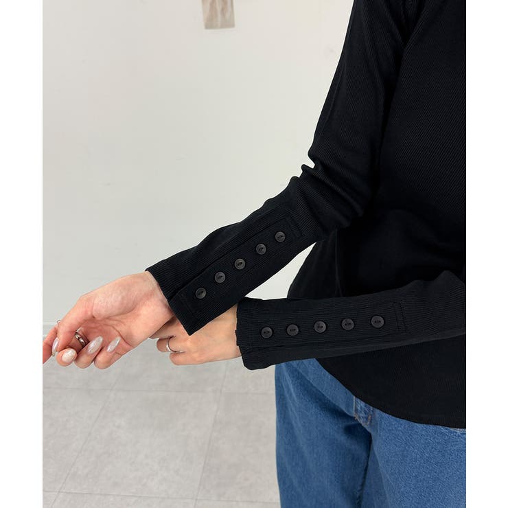 袖口ボタンリブロングTシャツ | atONE | 詳細画像22 