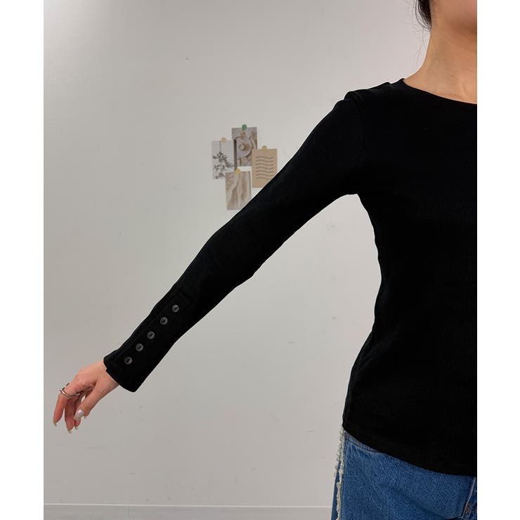 袖口ボタンリブロングTシャツ | atONE | 詳細画像23 