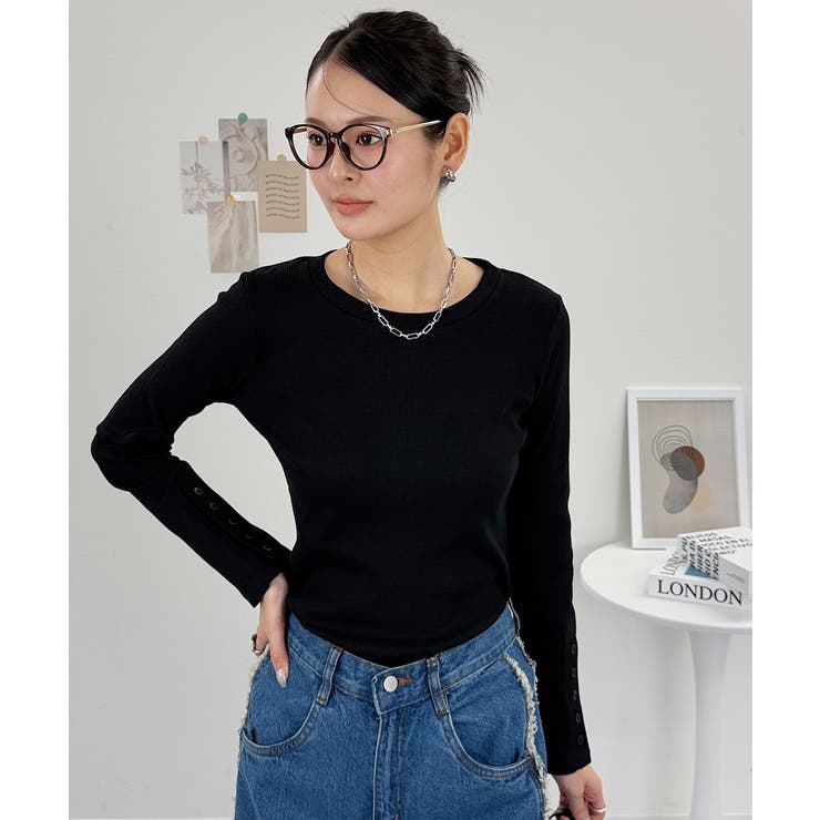 袖口ボタンリブロングTシャツ | atONE | 詳細画像3 