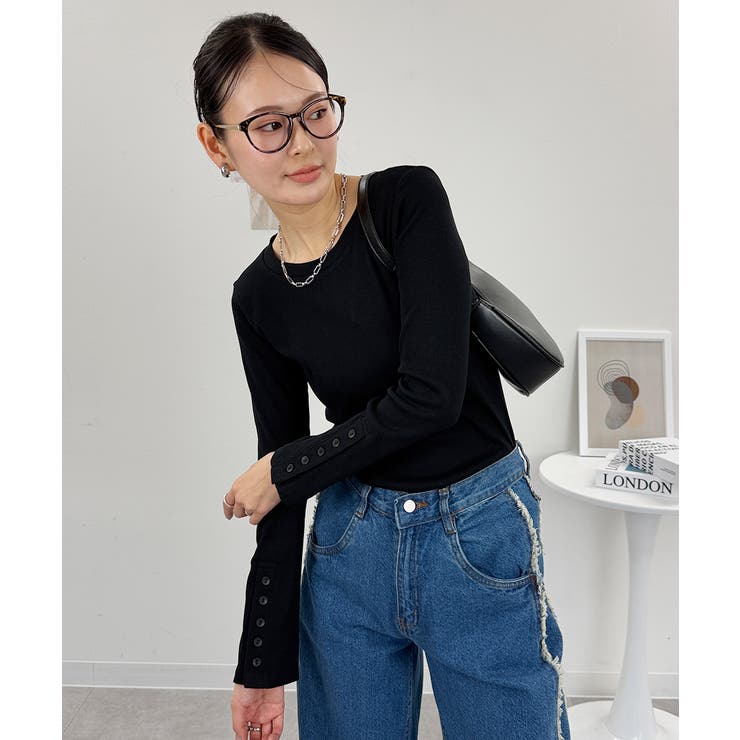 袖口ボタンリブロングTシャツ | atONE | 詳細画像4 