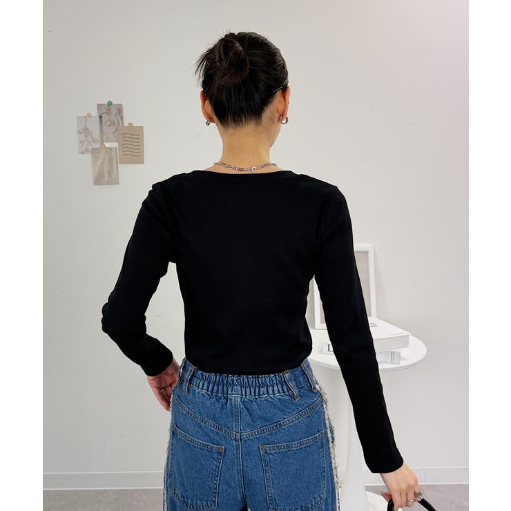 袖口ボタンリブロングTシャツ | atONE | 詳細画像6 