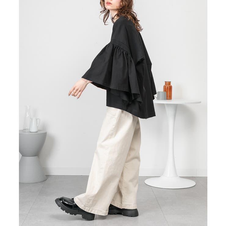 ドロップショルダーギャザースリーブカットソー | atONE | 詳細画像10 