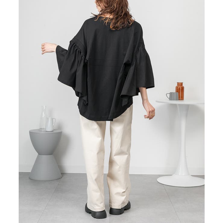 ドロップショルダーギャザースリーブカットソー | atONE | 詳細画像11 