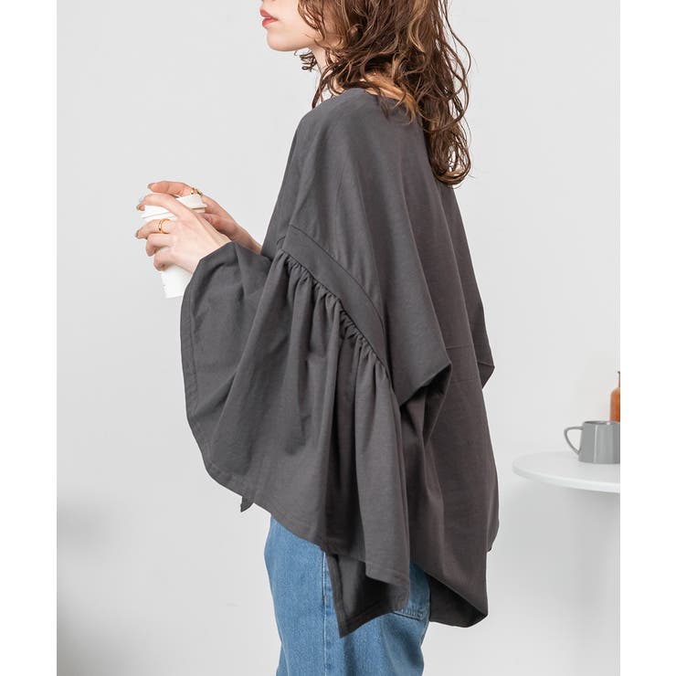 ドロップショルダーギャザースリーブカットソー | atONE | 詳細画像14 