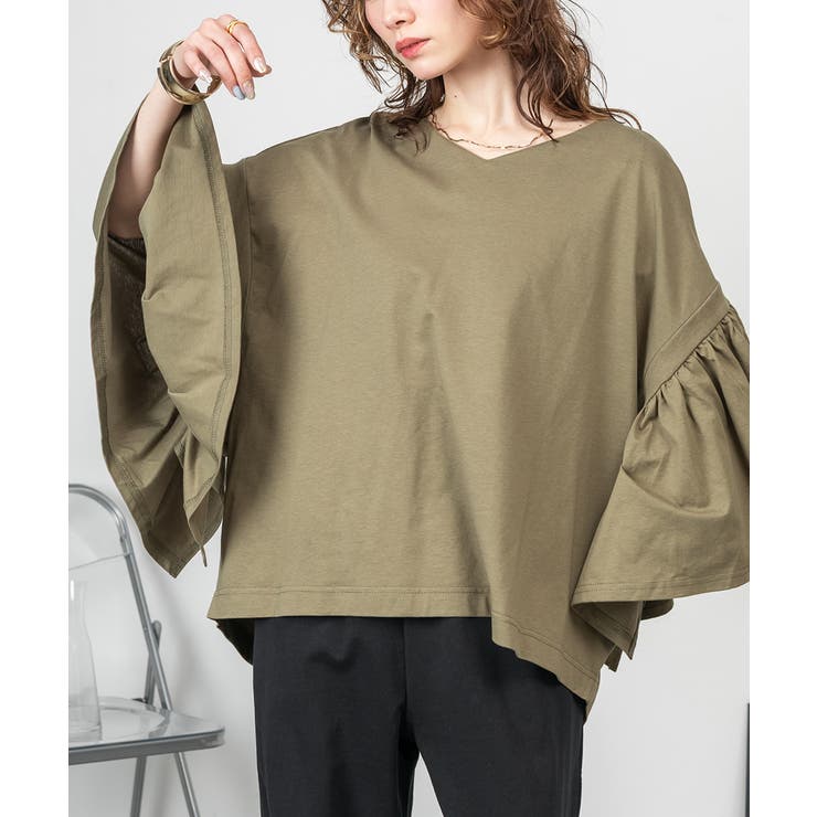 ドロップショルダーギャザースリーブカットソー | atONE | 詳細画像19 