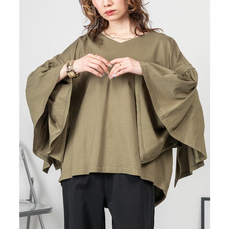 ドロップショルダーギャザースリーブカットソー | atONE | 詳細画像20 