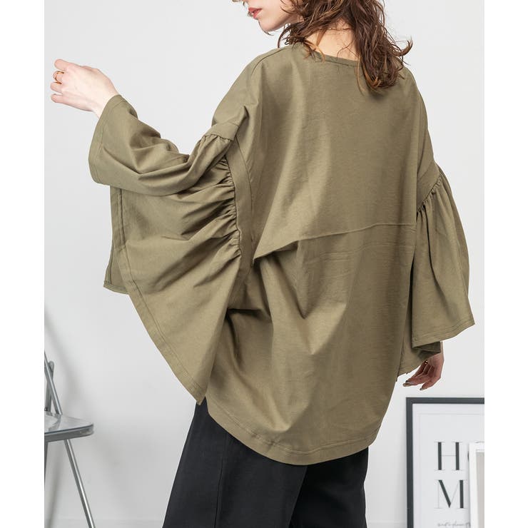 ドロップショルダーギャザースリーブカットソー | atONE | 詳細画像22 