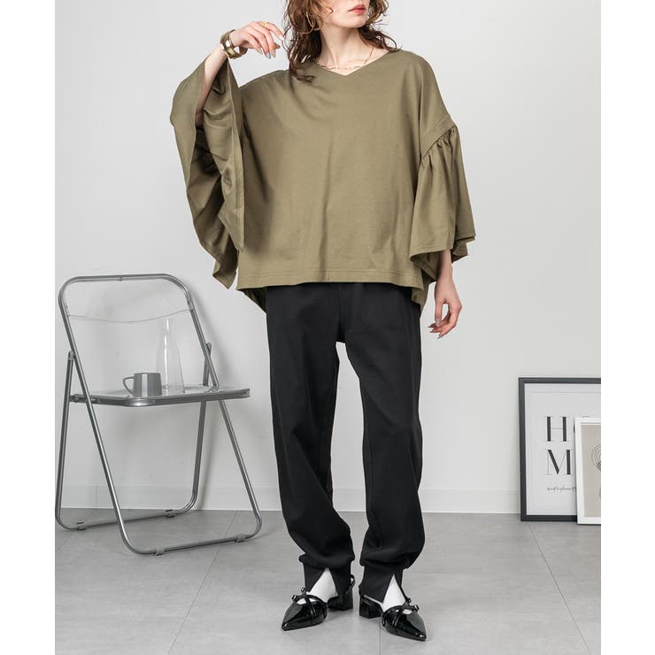 ドロップショルダーギャザースリーブカットソー | atONE | 詳細画像23 