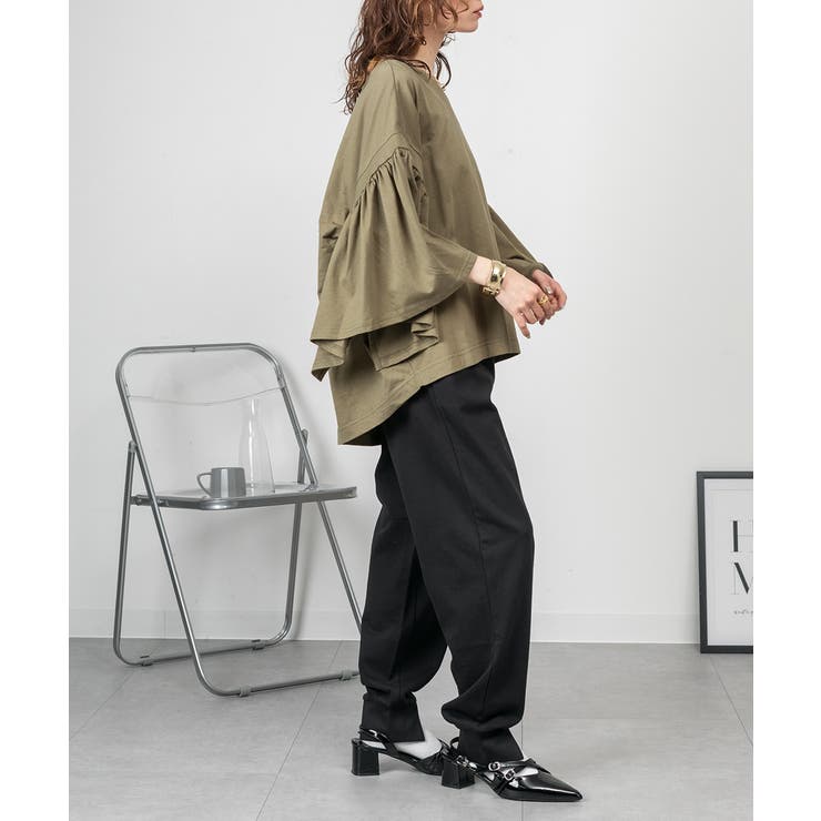 ドロップショルダーギャザースリーブカットソー | atONE | 詳細画像24 