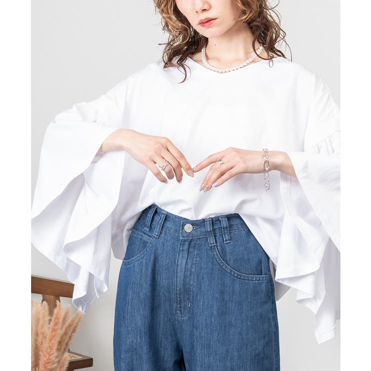 ドロップショルダーギャザースリーブカットソー | atONE | 詳細画像27 