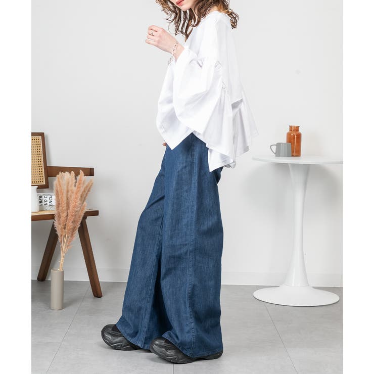 ドロップショルダーギャザースリーブカットソー | atONE | 詳細画像31 