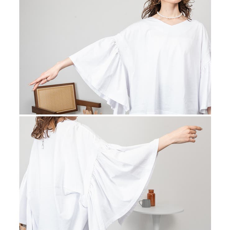 ドロップショルダーギャザースリーブカットソー | atONE | 詳細画像37 