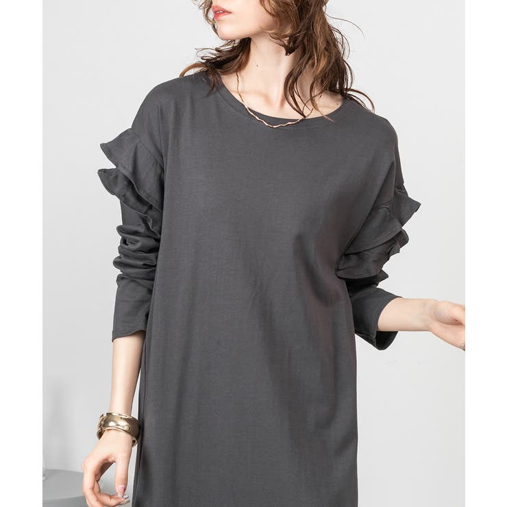 ダブルフリル長袖ワンピース | atONE | 詳細画像12 