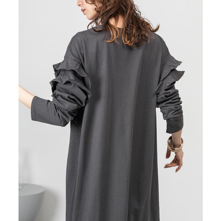 ダブルフリル長袖ワンピース | atONE | 詳細画像14 