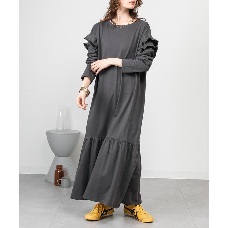 ダブルフリル長袖ワンピース | atONE | 詳細画像15 