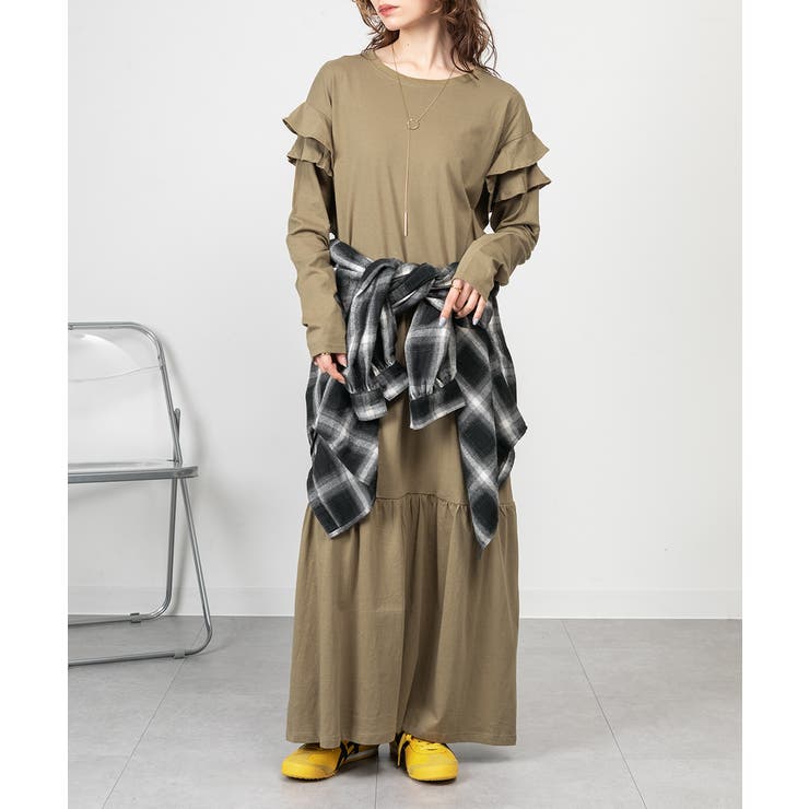 ダブルフリル長袖ワンピース | atONE | 詳細画像29 