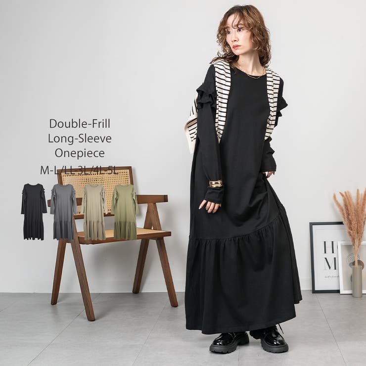 ダブルフリル長袖ワンピース | atONE | 詳細画像33 