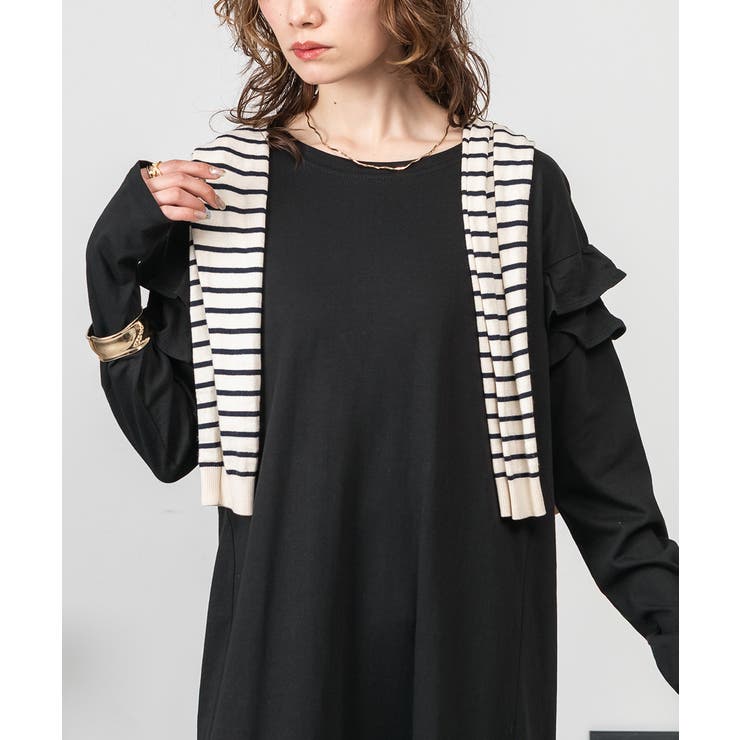 ダブルフリル長袖ワンピース | atONE | 詳細画像5 