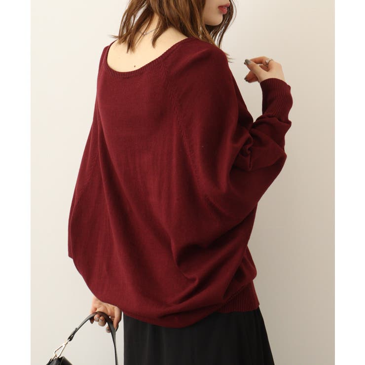 Vネックドルマン綿ニット プルオーバー セーター | atONE | 詳細画像18 