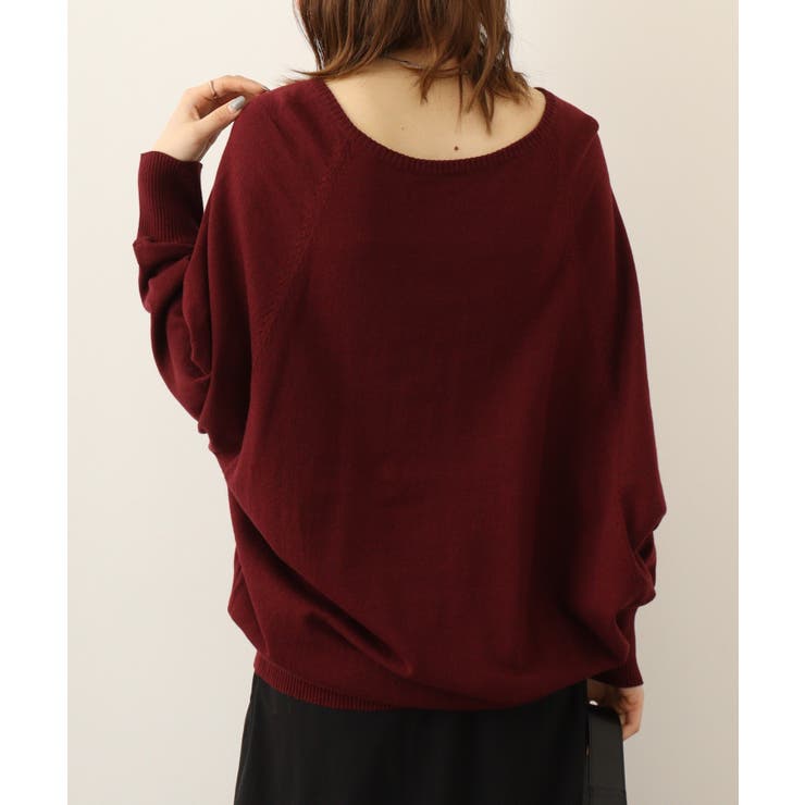 Vネックドルマン綿ニット プルオーバー セーター | atONE | 詳細画像19 