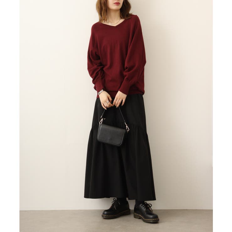 Vネックドルマン綿ニット プルオーバー セーター | atONE | 詳細画像20 