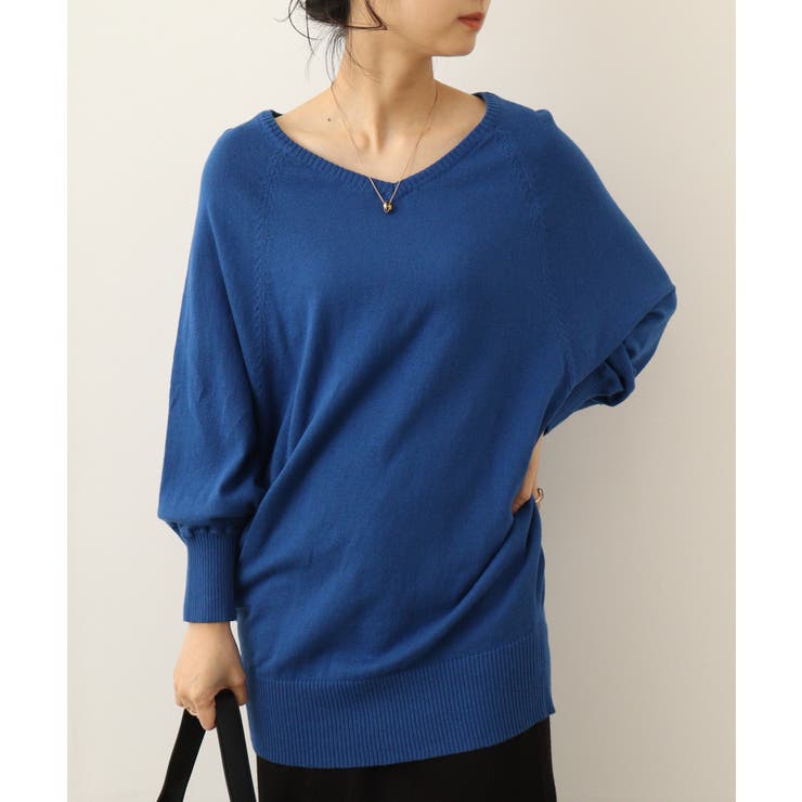 Vネックドルマン綿ニット プルオーバー セーター | atONE | 詳細画像26 