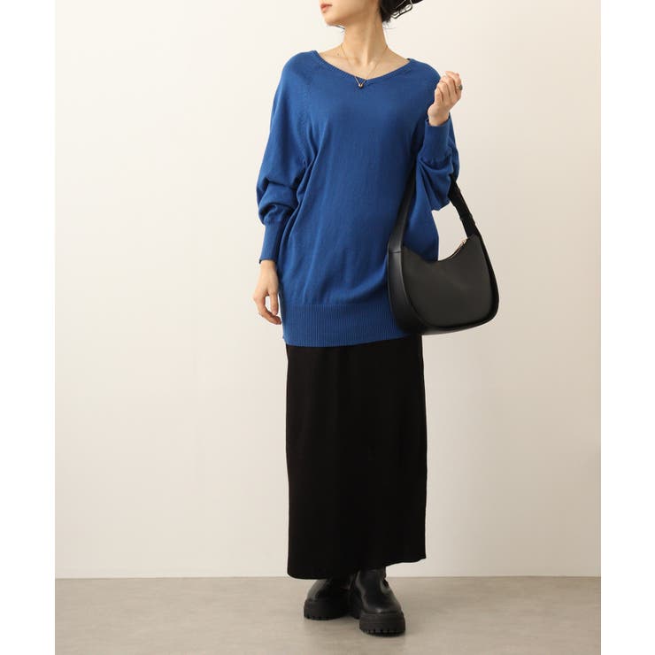 Vネックドルマン綿ニット プルオーバー セーター | atONE | 詳細画像30 