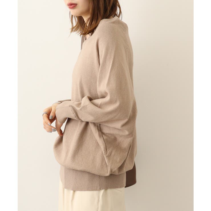 Vネックドルマン綿ニット プルオーバー セーター | atONE | 詳細画像32 