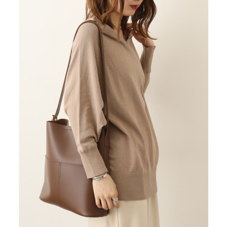 Vネックドルマン綿ニット プルオーバー セーター | atONE | 詳細画像34 