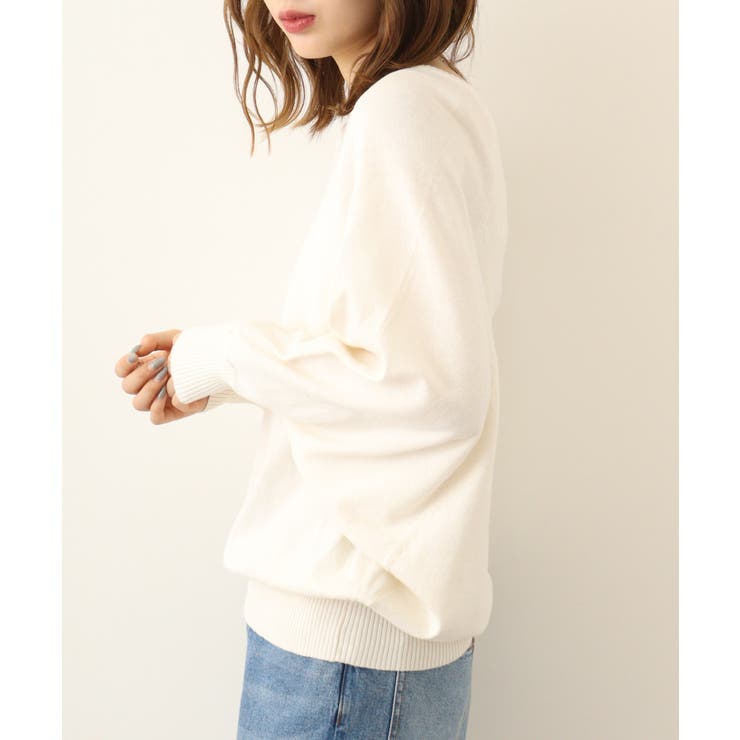 Vネックドルマン綿ニット プルオーバー セーター | atONE | 詳細画像36 