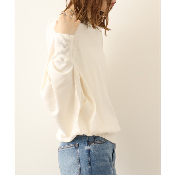 Vネックドルマン綿ニット プルオーバー セーター | atONE | 詳細画像38 