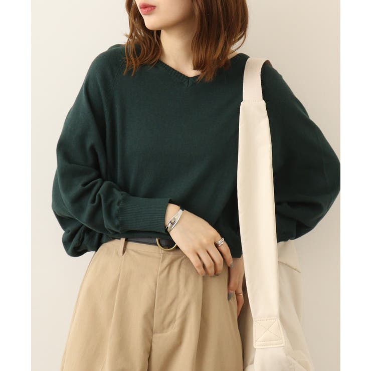 Vネックドルマン綿ニット プルオーバー セーター | atONE | 詳細画像41 