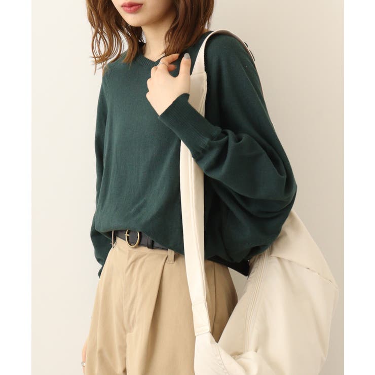 Vネックドルマン綿ニット プルオーバー セーター | atONE | 詳細画像44 