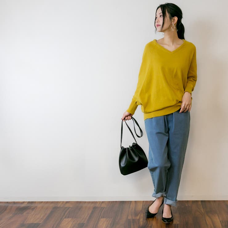Vネックドルマン綿ニット プルオーバー セーター | atONE | 詳細画像33 