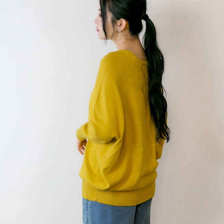 Vネックドルマン綿ニット プルオーバー セーター | atONE | 詳細画像35 