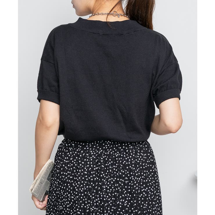 Vネックドルマン半袖綿ニット セーター カーディガン | atONE | 詳細画像12 