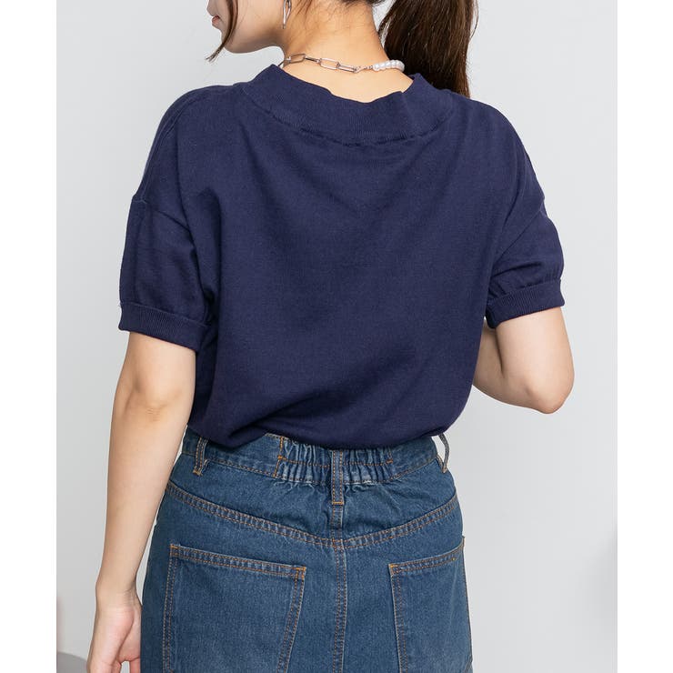 Vネックドルマン半袖綿ニット セーター カーディガン | atONE | 詳細画像19 