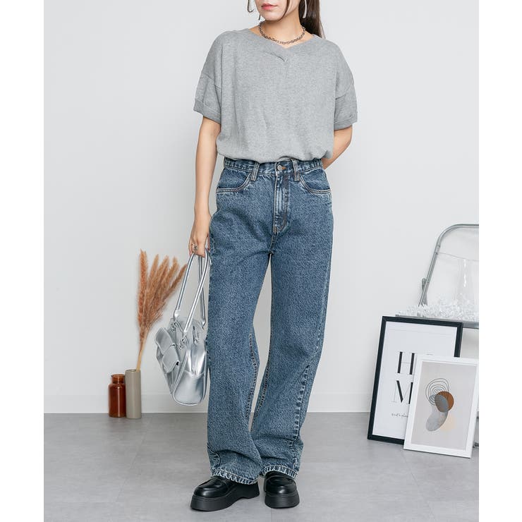 Vネックドルマン半袖綿ニット セーター カーディガン | atONE | 詳細画像27 