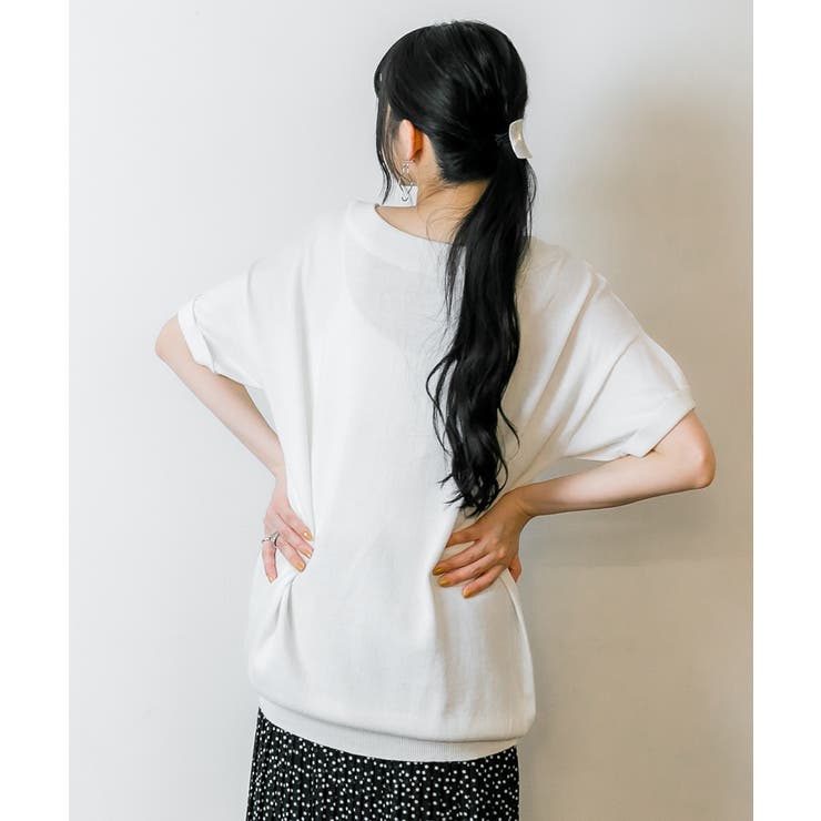 Vネックドルマン半袖綿ニット セーター カーディガン | atONE | 詳細画像67 