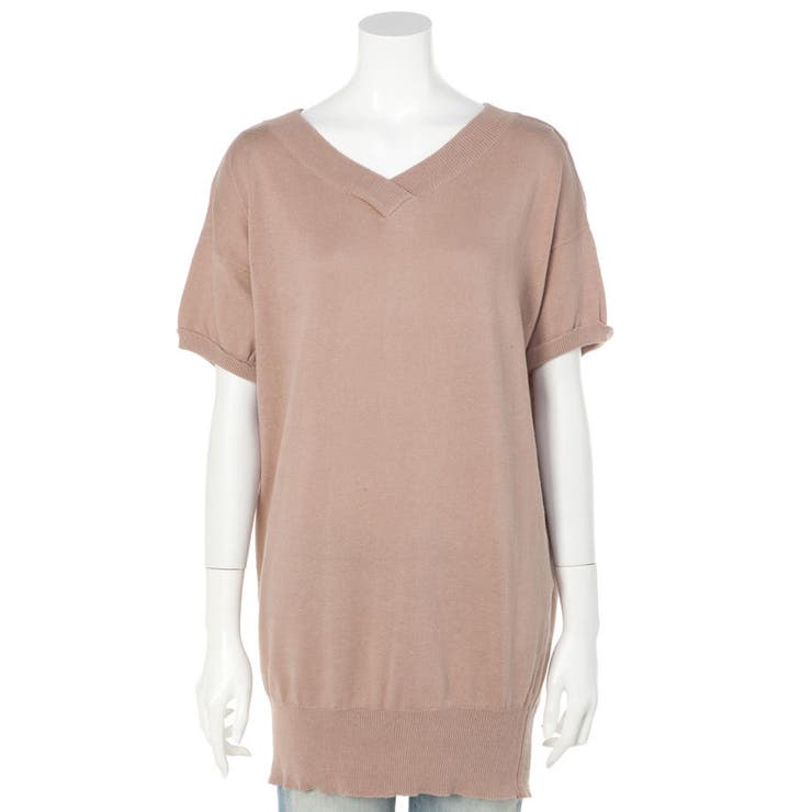 Vネックドルマン半袖綿ニット セーター カーディガン | atONE | 詳細画像11 