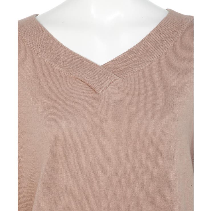 Vネックドルマン半袖綿ニット セーター カーディガン | atONE | 詳細画像13 