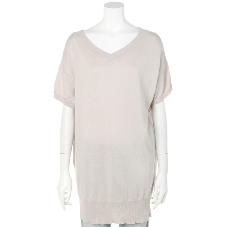 Vネックドルマン半袖綿ニット セーター カーディガン | atONE | 詳細画像17 