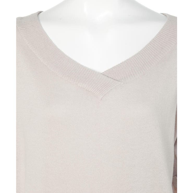 Vネックドルマン半袖綿ニット セーター カーディガン | atONE | 詳細画像19 