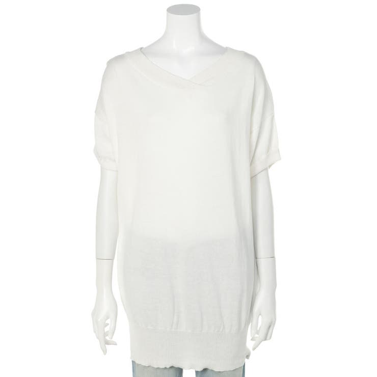 Vネックドルマン半袖綿ニット セーター カーディガン | atONE | 詳細画像32 