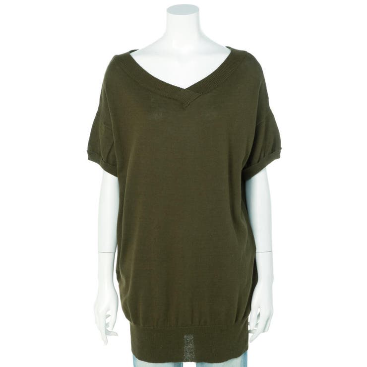 Vネックドルマン半袖綿ニット セーター カーディガン | atONE | 詳細画像37 